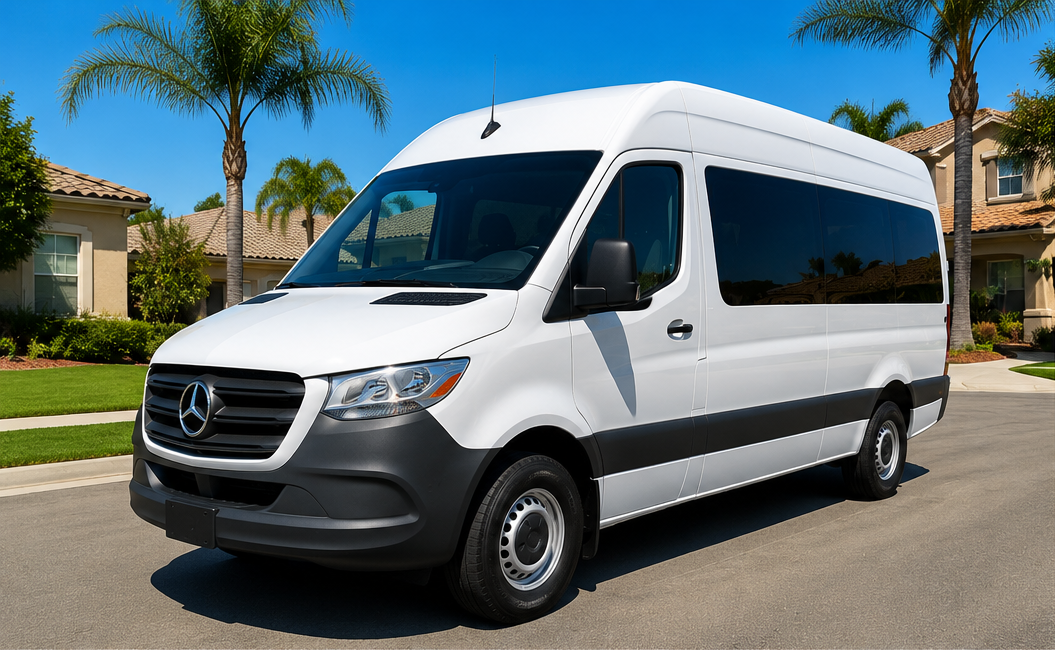 White Mercedes-Benz Sprinter passenger van exterior