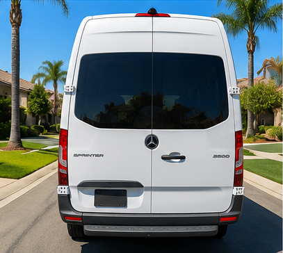 White Mercedes-Benz Sprinter rear exterior
